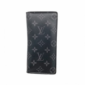 Louis Vuitton Monogram Eclipse Portefeuille Brazza Long Wallet M61697 Black Men's