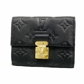 Louis Vuitton Monogram Empreinte Portefeuille Metisse Compact Tri-fold Wallet M80880 Noir Women's