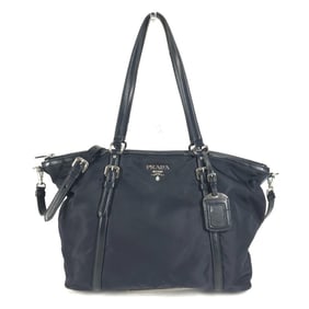 PRADA Prada logo tote bag, crossbody 2-way shoulder leather and nylon, for men women, navy
