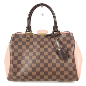 LOUIS VUITTON N41674 Damier Brittany Tote Bag/Handbag in Canvas, Women's, Magnolia Ebene, Pink