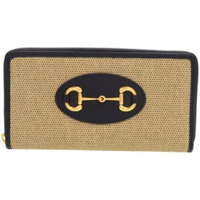 Gucci 1955 Horsebit 621889 0416 Canvas and Leather Beige Long Wallet 0392 GUCCI