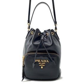 Prada Duetto Handbag in Soft Calfskin Leather (1BH038) - Black (2-Way)