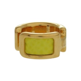 Hermes Like new Hermès Olympe PM ear cuff, metal, Epsom leather, yellow, 0572.