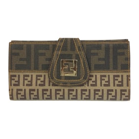 FENDI Zucca Zucchino Brown with Gold Hardware and PVC 8M0032 Long Wallet for Women