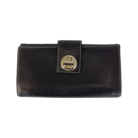 TIFFANY & Co. Tiffany Black/Tiffany Blue Leather Long Wallet H30963G Women's