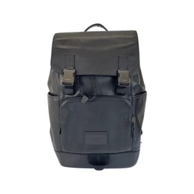 COACH Track Backpack, Black with Silver Hardware and Leather, C2710, Men's