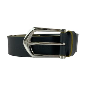 LOUIS VUITTON 95cm/38 inch Black Leather Belt with Silver Hardware, M9559, Men's