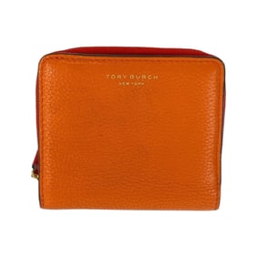 Tory Burch Perry orange, vivid pink, and red leather compact wallet for women