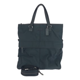 COACH F70682 Black Nylon/Leather Tote Bag/Shoulder Bag for Men, Silver Hardware