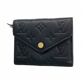 Louis Vuitton Monogram Empreinte Portefeuille Victorine Tri-fold Wallet M64060 Noir Women's