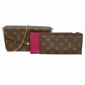 Louis Vuitton Monogram Pochette Felicie Shoulder Wallet M81896 Brown Fuchsia Women's