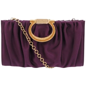 Like new Salvatore Ferragamo Gancini E0 21 B912 satin purple clutch bag 0467