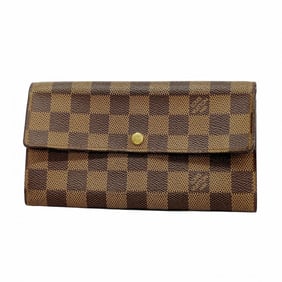 Louis Vuitton Damier Pochette Porte Monnaie Credit Long Wallet N61724 Ebene Women's