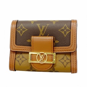 Louis Vuitton Monogram Reverse Portefeuille Dauphine Compact Tri-fold Wallet M68725 Brown Women's