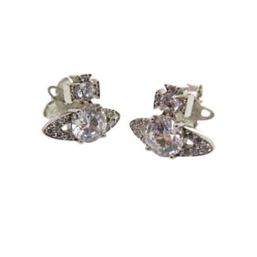 Like new Vivienne Westwood earrings, crown and globe design in sterling silver, 0652.