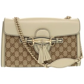 Like new Gucci Emily Horsebit GG canvas and leather shoulder bag, size 295402 (520931), white. 0526.