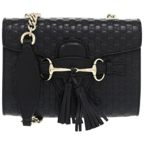 Like new Gucci Micro Guccissima Chain 449636 467891 Leather Black Shoulder Bag 0449 GUCCI