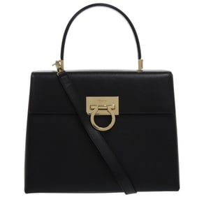 Salvatore Ferragamo Gancini AF-21 0290 Leather Black Handbag 0541