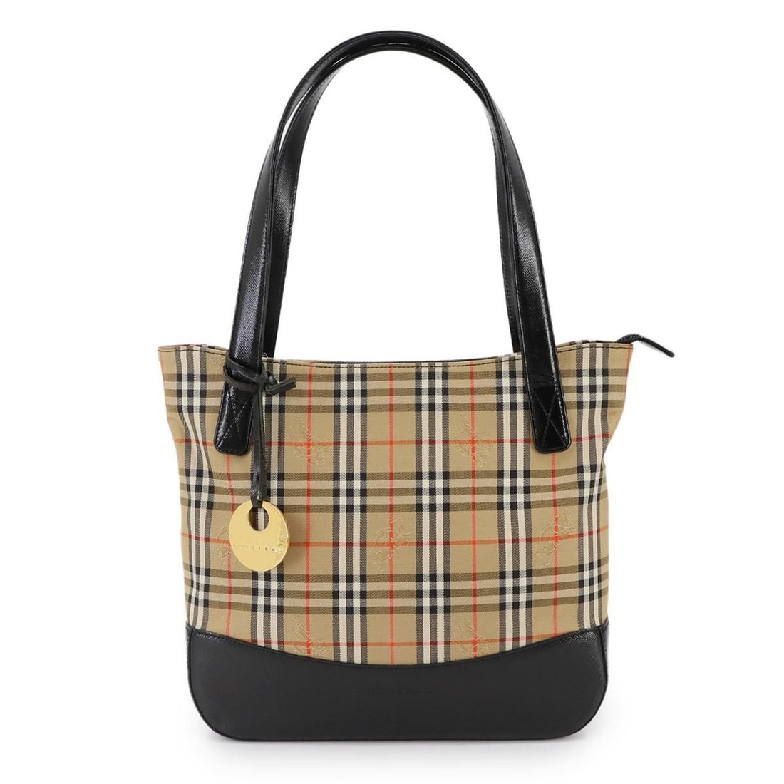 Burberry Haymarket Check Handbag in Canvas and Leather, Beige Black