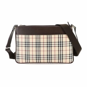 Burberry Nova Check Shoulder Bag in Canvas and Leather with Beige, Brown, Silver Hardware