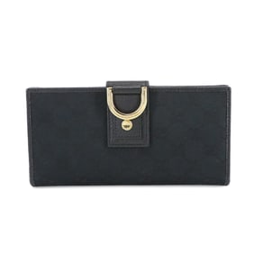 Gucci Abbey Bifold Long Wallet in GG Canvas and Leather, Black with Gold Hardware, 141412