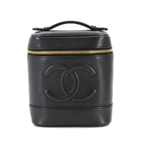 CHANEL Vanity Handbag, Caviar Leather, Black, A01998, Coco Mark, Gold Hardware