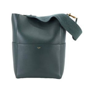 Celine Sangle Bucket Shoulder Bag, Amazon, Dark Green Leather with Gold Hardware, 189593AH4