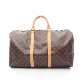 Louis Vuitton Keepall 50 Boston Bag, Coated Canvas and Leather, Monogram, Brown, Men's Women's,
