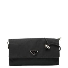 Prada Triangle Logo Plate Long Wallet Bag 1N1351 Black Nylon Women's PRADA
