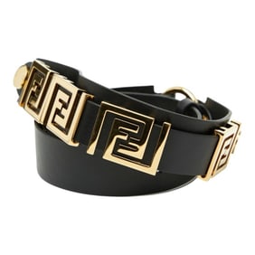 Fendi FF logo belt, size 65, 26, black and gold plated leather, women's, FENDI