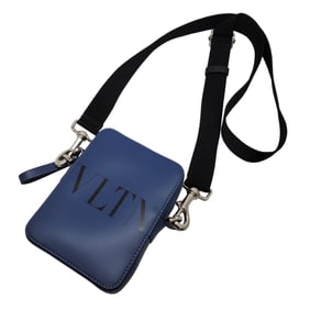 VALENTINO GARAVANI VLTN Leather Small Crossbody/Shoulder Bag for Men, Navy, Kaizuka Store,