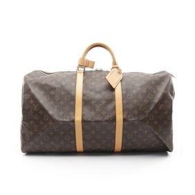Louis Vuitton Keepall 60 Boston Bag, Coated Canvas and Leather, Monogram, Brown, Men's Women's,