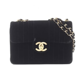 CHANEL Mademoiselle Deca Coco Mark Shoulder Bag, Fabric, Women's, Black