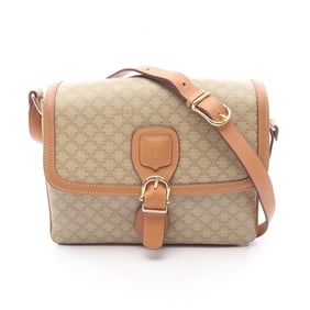 Celine Macadam Shoulder Bag, Coated Canvas and Leather, Women's, Beige Brown