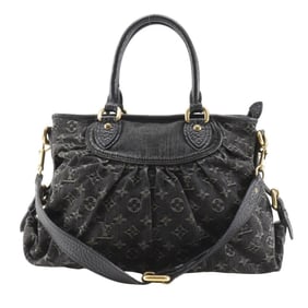 Louis Vuitton Neo Cavi MM Handbag Shoulder M95351 Monogram Denim 2007 Black SD3007 2way A5 Women's