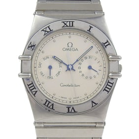 OMEGA Constellation Day-Date Watch 396.1070 Stainless Steel Quartz Analog Display Silver Dial Unisex