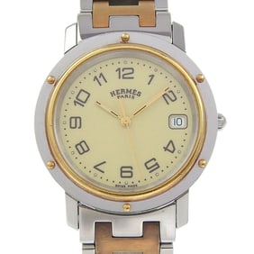 Hermès Clipper Combination Watch CL6.720, Stainless Steel with Gold-Plated Quartz Movement, Analog