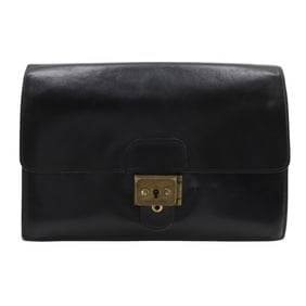 Hermes Hermès Pochette Jet Clutch Bag/Second Bag, Box Calf Leather, 1992, Black, V-Flap, Men's