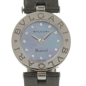 BVLGARI Bzero1 Watch, BZ22S, 12-Piece Diamond, Stainless Steel and Leather, Quartz Movement, Analog
