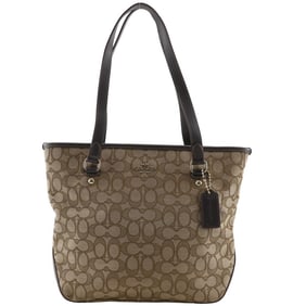 Coach Signature Tote Bag F58282, Brown Canvas, A5, Women's