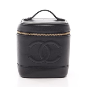 CHANEL Coco Mark Handbag in Grained Calfskin Leather, Women's, Black, A01998