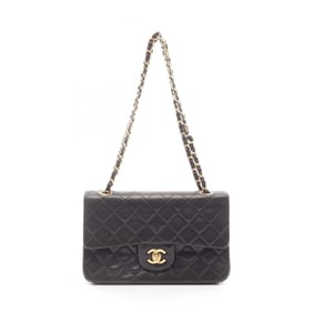 CHANEL Matelasse Double Flap Shoulder Bag in Lambskin Leather, Black