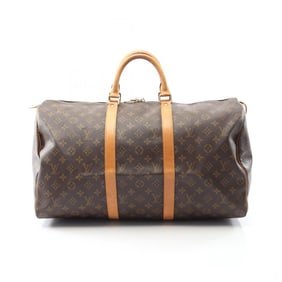 Louis Vuitton Keepall 50 Boston Bag, Coated Canvas and Leather, Monogram, Brown, Men's Women's,