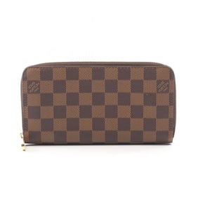 Louis Vuitton Zippy Wallet, Round Long Coated Canvas, Damier Leather, Men's and Women's, Brown,