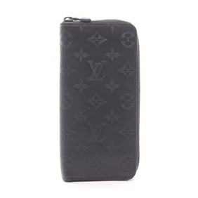 Louis Vuitton Zippy Wallet Vertical Round Long Leather Monogram Shadow Men's Black M62902