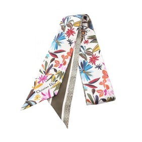 Christian Dior Dior Mitzah Scarf, Silk, Women's, Khaki, White, Multicolor
