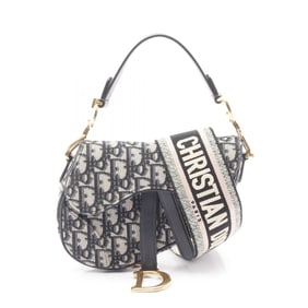 Christian Dior Dior Saddle Bag Mini Oblique Jacquard Handbag Canvas Leather Women's Beige Navy Black