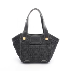 LOEWE Repeat Anagram Handbag, Canvas and Leather, Women's, Black
