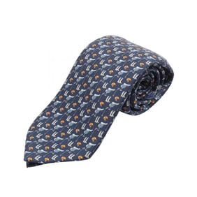 Hermes Hermès TENUE DE JOCKEY silk tie for men, available in navy and orange.