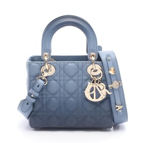 Christian Dior Dior LADY DIOR MY ABCDIOR Lady Small Cannage Handbag Leather Women's Blue Navy